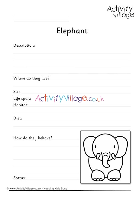 Elephant Worksheet