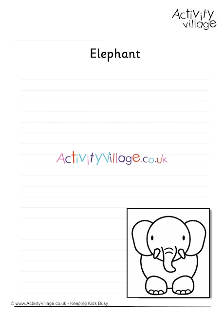 Elephant Writing Page