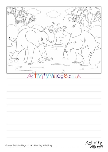 Elephants Scene Story Paper