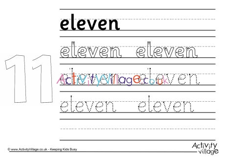Eleven handwriting worksheet
