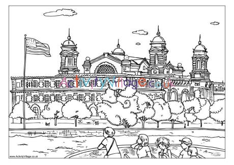 Ellis Island colouring page