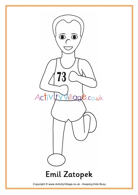 Emil Zatopek colouring page