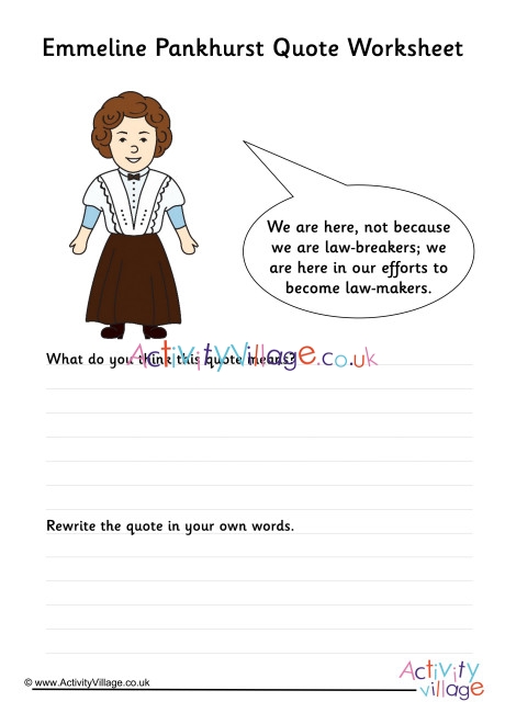 Emmeline Pankhurst Quote Worksheet