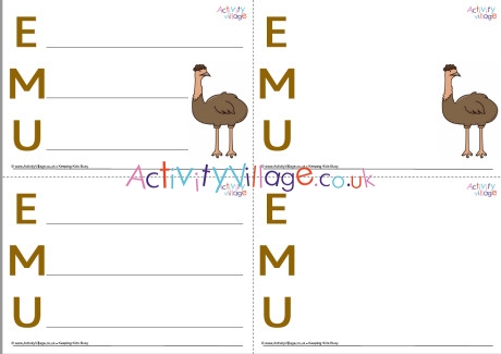 Emu Acrostic Poem Printable