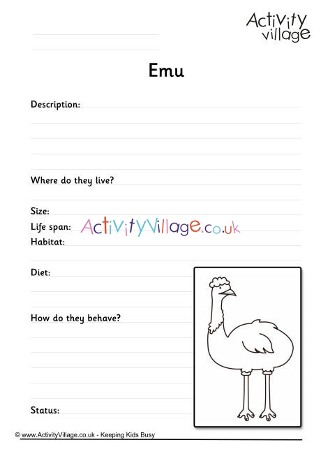 Emu Worksheet