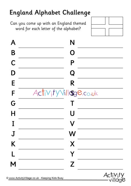England alphabet challenge