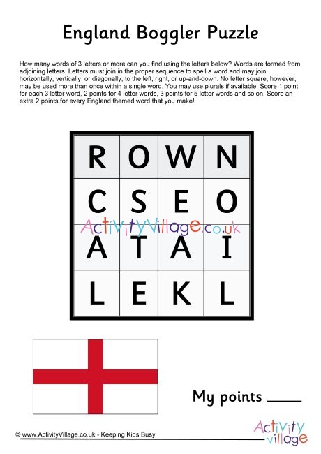 England boggler puzzle