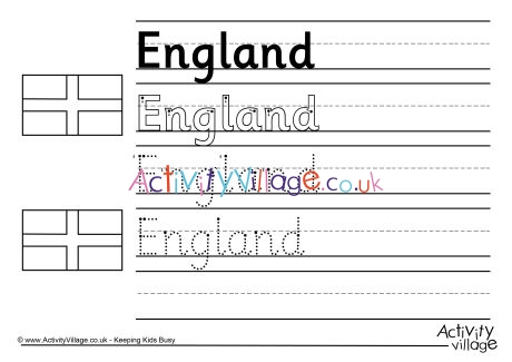England handwriting worksheet
