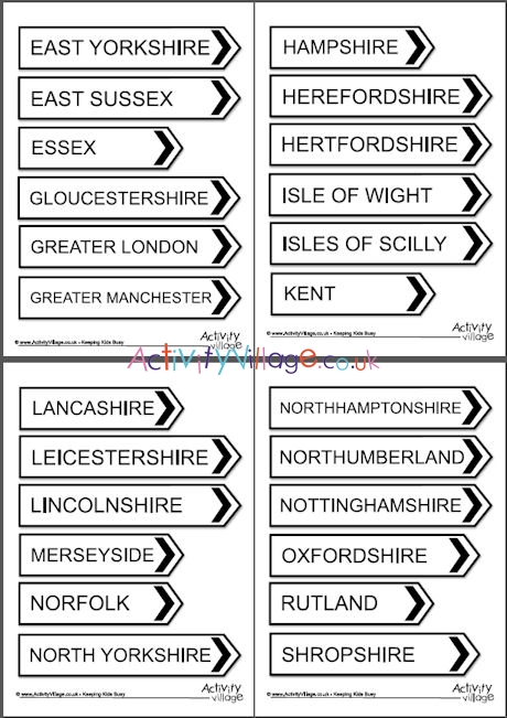 English counties signposts