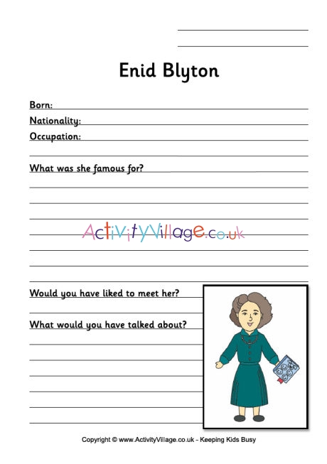 Enid Blyton worksheet