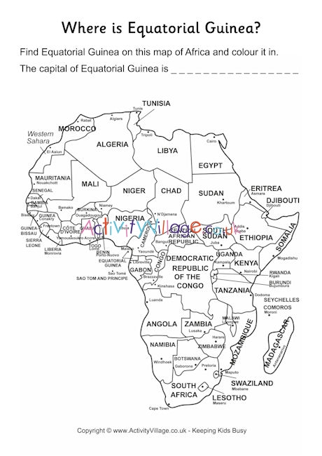 Equatorial Guinea location worksheet