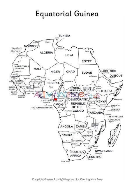 Equatorial Guinea on map of Africa