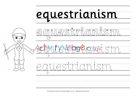 Equestrianism handwriting worksheet