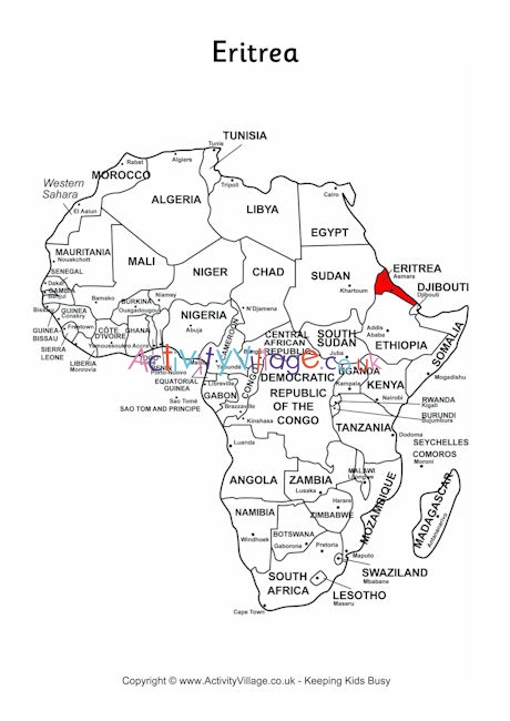 Eritrea on Map of Africa