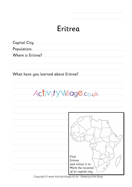 Eritrea worksheet
