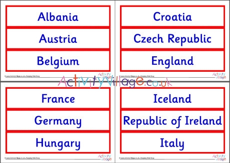 Euro 2016 country cards