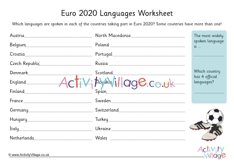 Euro 2020 languages worksheet