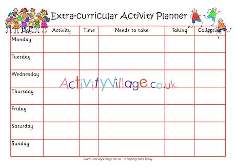 Extra curricular activity planner 3