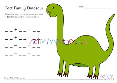 Fact Family Dinosaur Blank