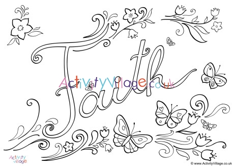 Faith Word Colouring Page