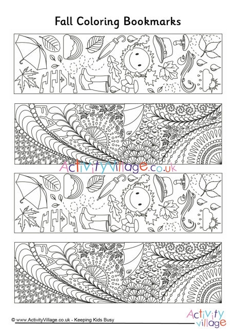 Fall doodle colouring bookmarks