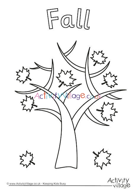 Fall tree colouring page