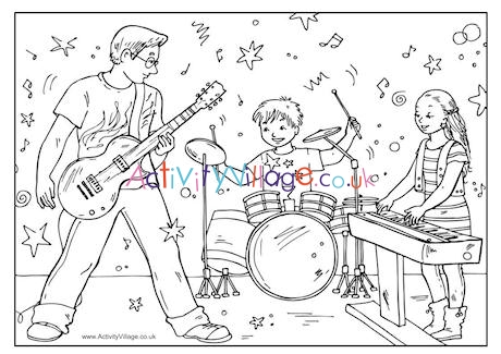Family Band Colouring Page