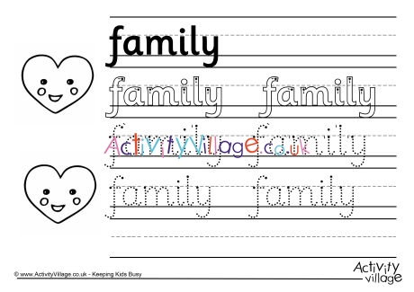 Family Handwriting Worksheet