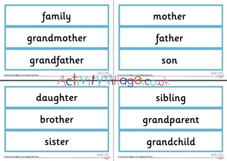 Family Word Cards Extra Large