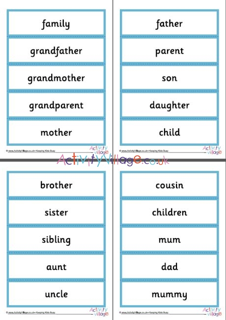 Family Word Cards Large