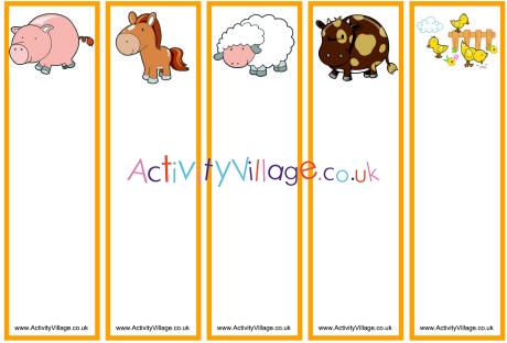 Farm animal bookmarks  - blank