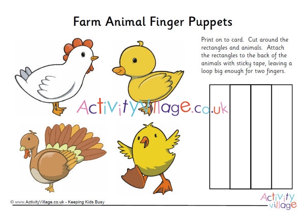Farm animal finger puppets