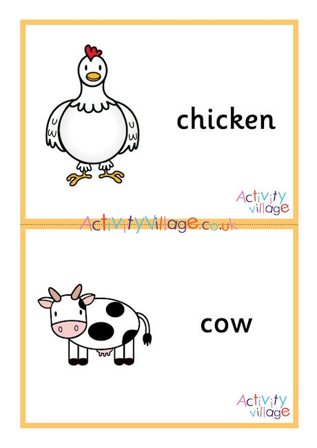 Farm Animal Flashcards - Large