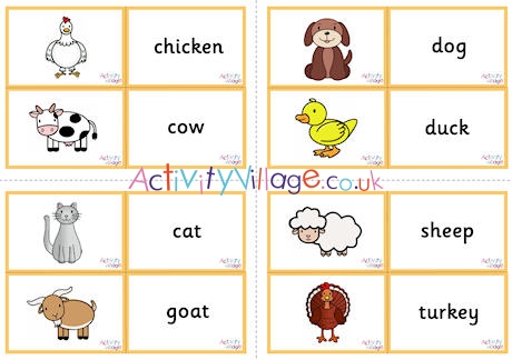Farm Animal Vocabulary Matching Cards