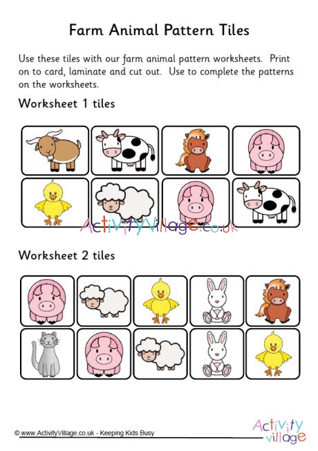 Farm animals patterns tiles