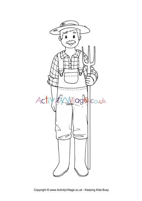 Farmer colouring page