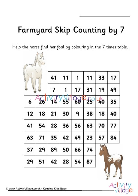 Farmyard stepping stones skip counting by 7