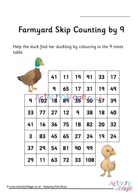 Farmyard Stepping Stones Skip Counting By 9