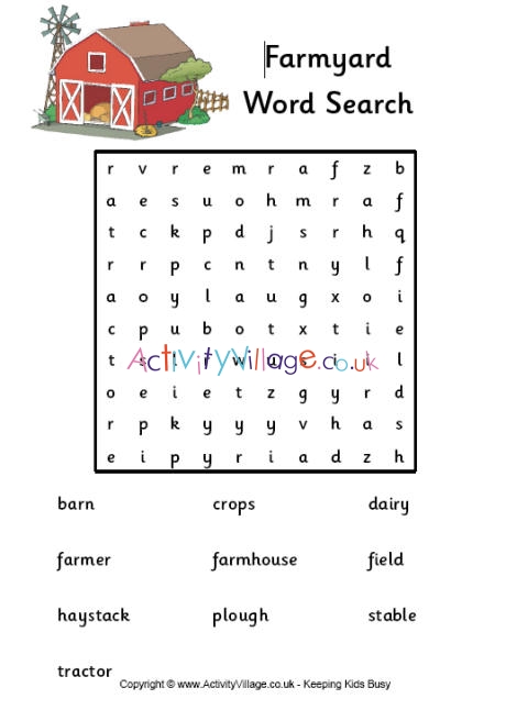 Farmyard Word Search