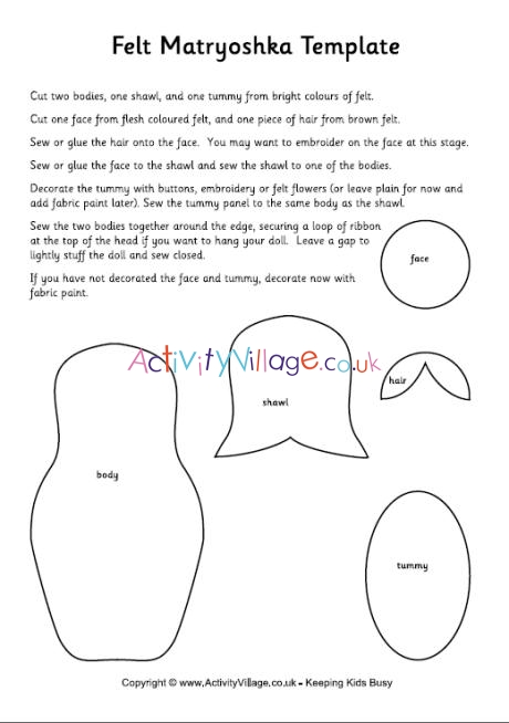 Felt matryoshka doll template