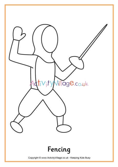 Fencing colouring page