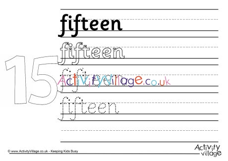 Fifteen handwriting worksheet