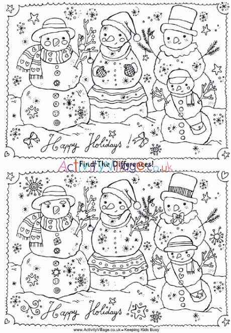 Find The Differences Puzzle - Snowmen