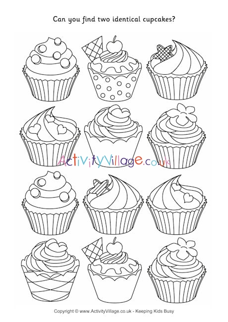 Find two identical cupcakes puzzle