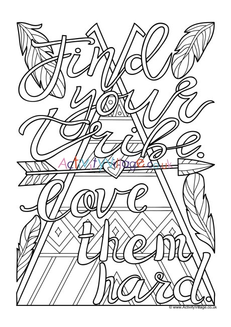 Find your tribe colouring page