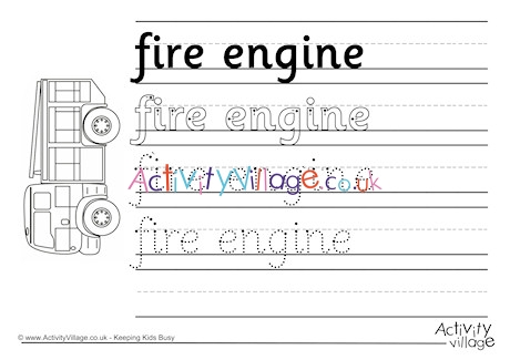 Fire Engine Handwriting Worksheet