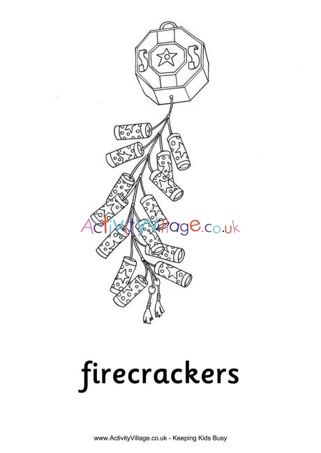 Firecrackers colouring page