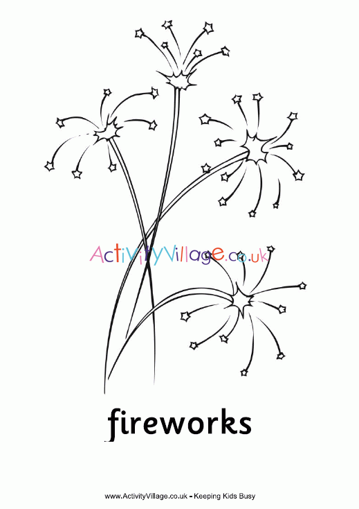 Fireworks Colouring Page