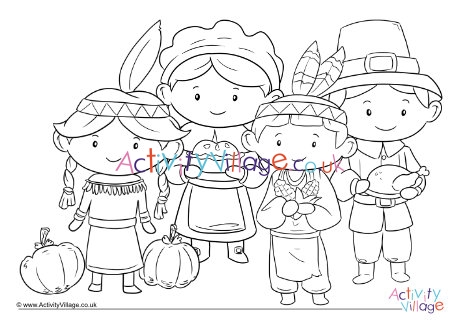 First Thanksgiving Sharing Colouring Page