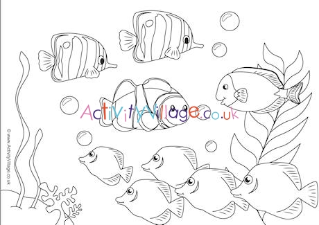 Fish Scene Colouring Page